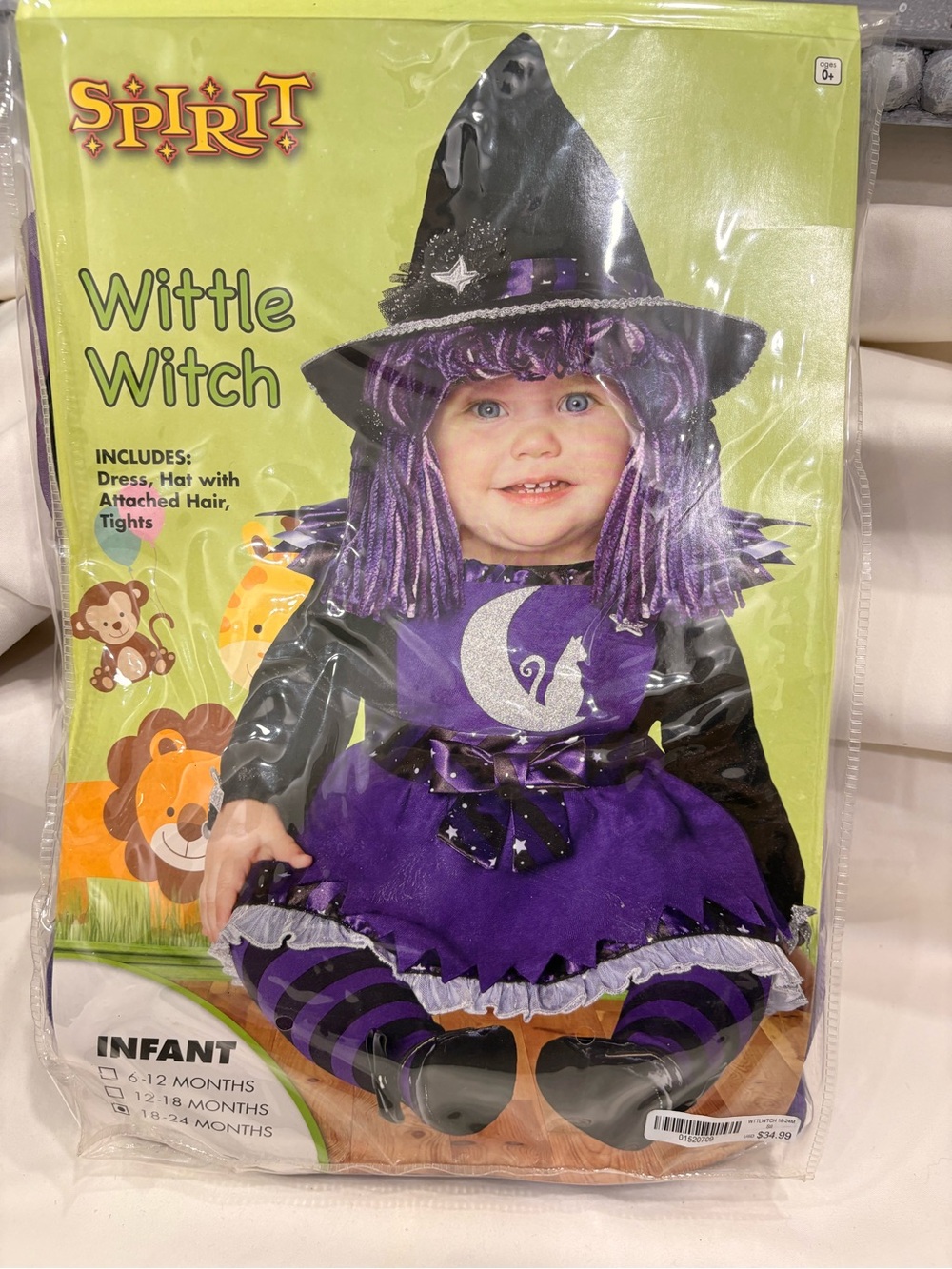 New Spirit Halloween Wittle Witch Infant Costume Size 18-24 months